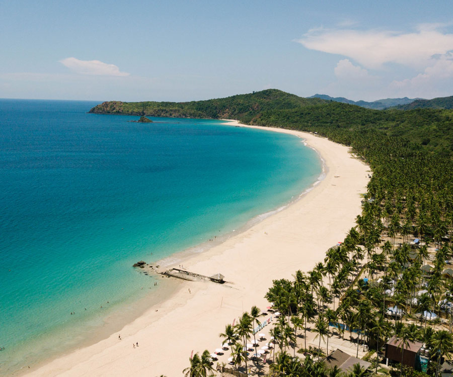 Imagen aerea de Nacpan Beach, El Nido, Filipinas
